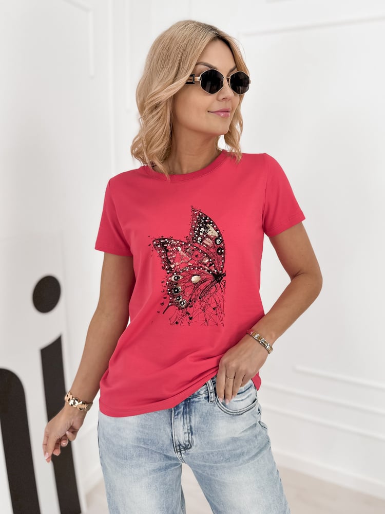 BLUZKA PUEBLO MALINOWA