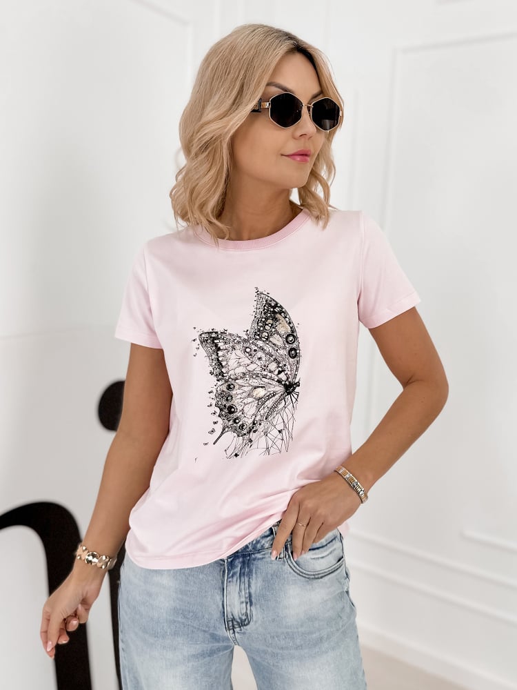 BLUZKA PUEBLO JASNORÓŻOWA