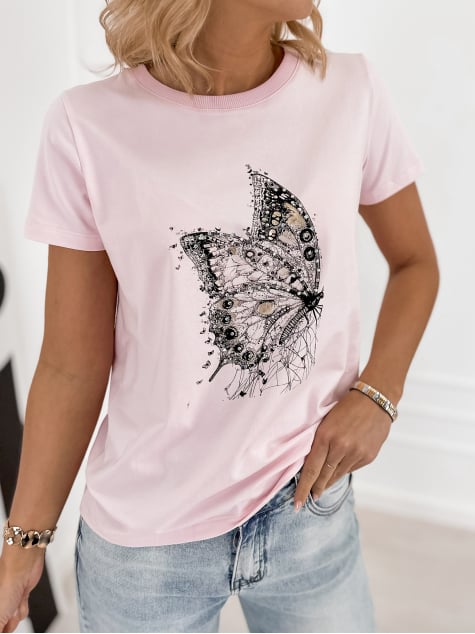 BLUZKA PUEBLO JASNORÓŻOWA