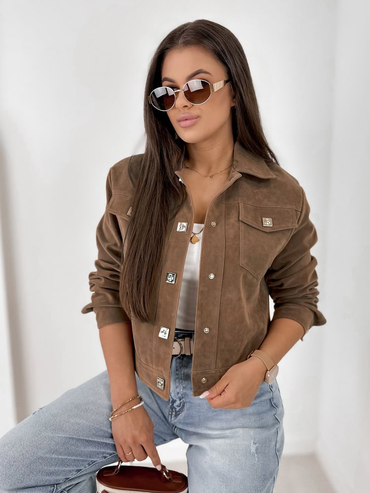 KURTKA ZAMSZOWA MONTEVERDI BRĄZOWA