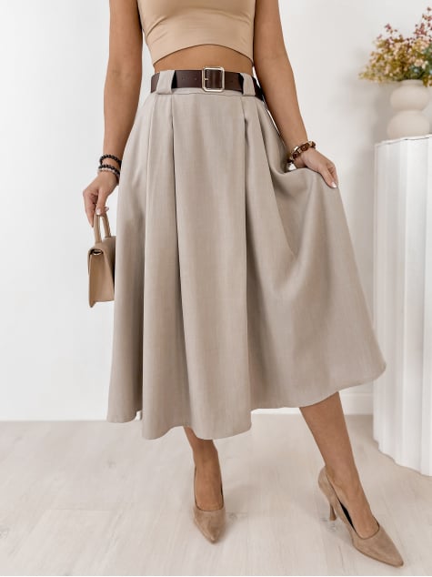 SPÓDNICA ELVIRA CIEMNOBEŻOWA