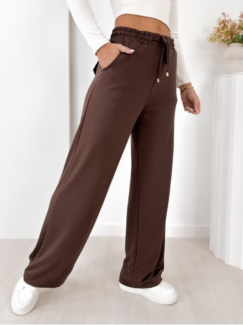 SPODNIE PALAZZO CIEMNOBRĄZOWE