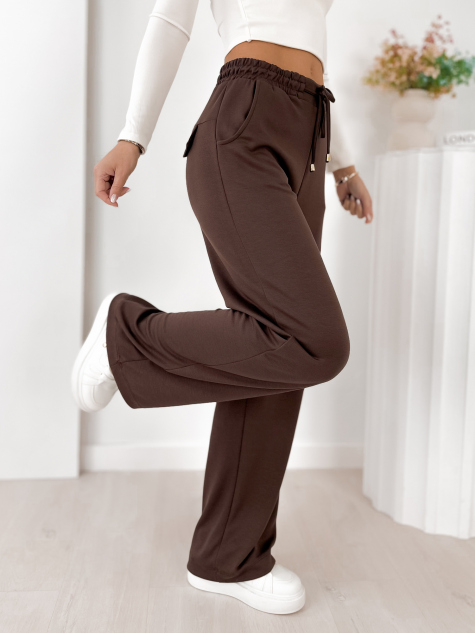 SPODNIE PALAZZO CIEMNOBRĄZOWE