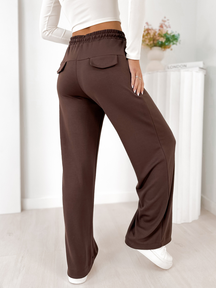 SPODNIE PALAZZO CIEMNOBRĄZOWE