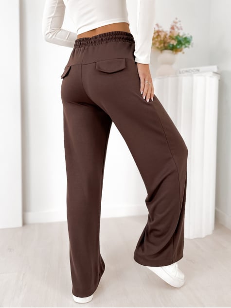 SPODNIE PALAZZO CIEMNOBRĄZOWE
