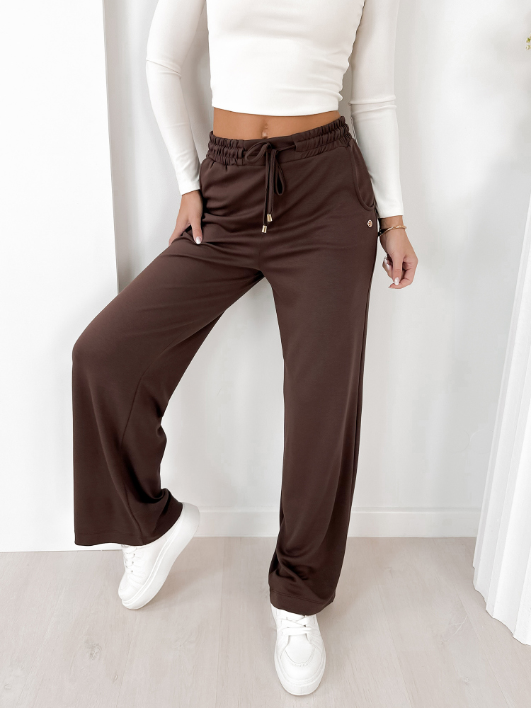 SPODNIE PALAZZO CIEMNOBRĄZOWE