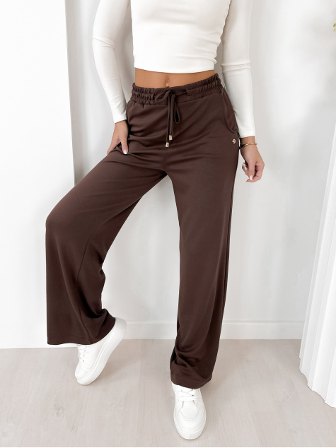 SPODNIE PALAZZO CIEMNOBRĄZOWE