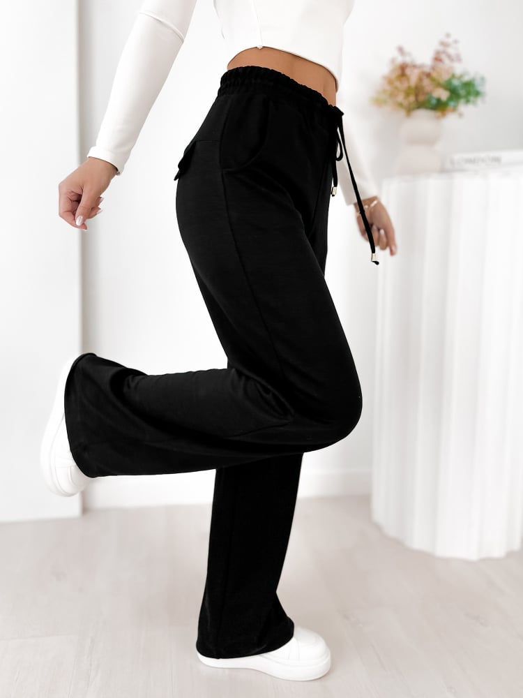 SPODNIE PALAZZO CZARNE