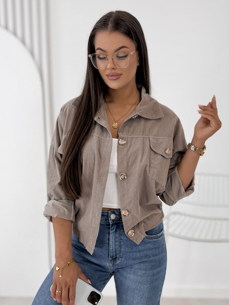 KURTKA SZTRUKSOWA GERALDINE CIEMNOBEŻOWA