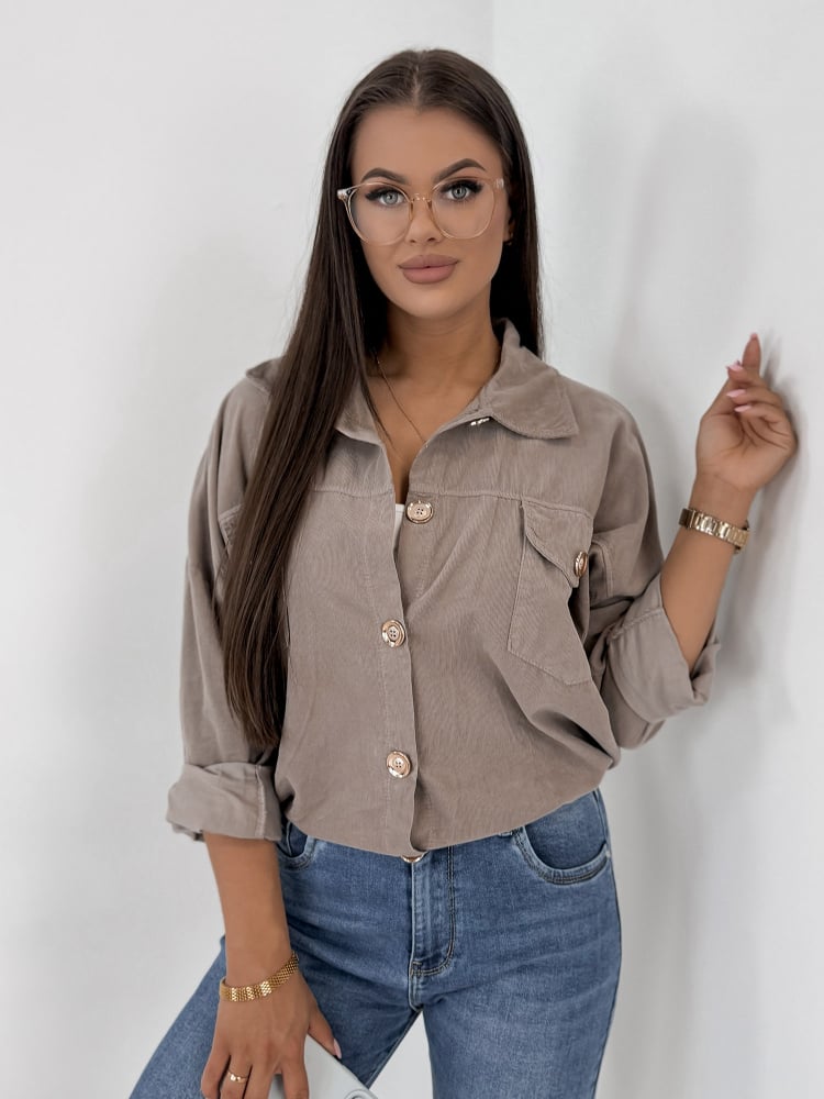 KURTKA SZTRUKSOWA GERALDINE CIEMNOBEŻOWA