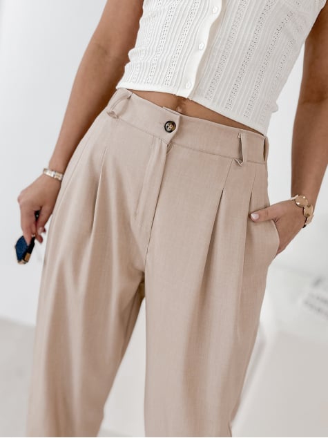 SPODNIE VASARI BEŻOWE