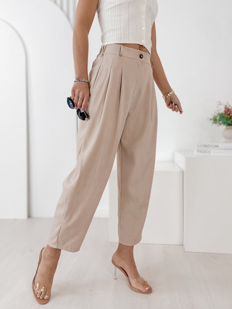 SPODNIE VASARI BEŻOWE