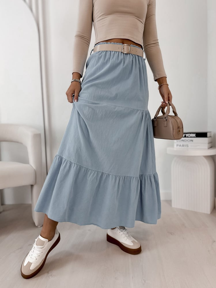 SPÓDNICA SZTRUKSOWA YOSELLE BŁĘKITNA