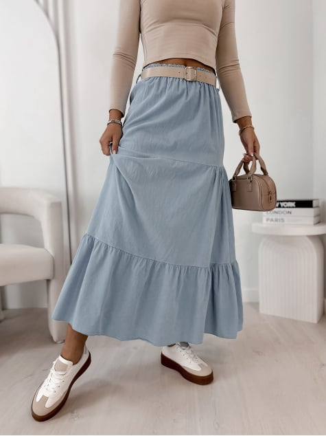 SPÓDNICA SZTRUKSOWA YOSELLE BŁĘKITNA