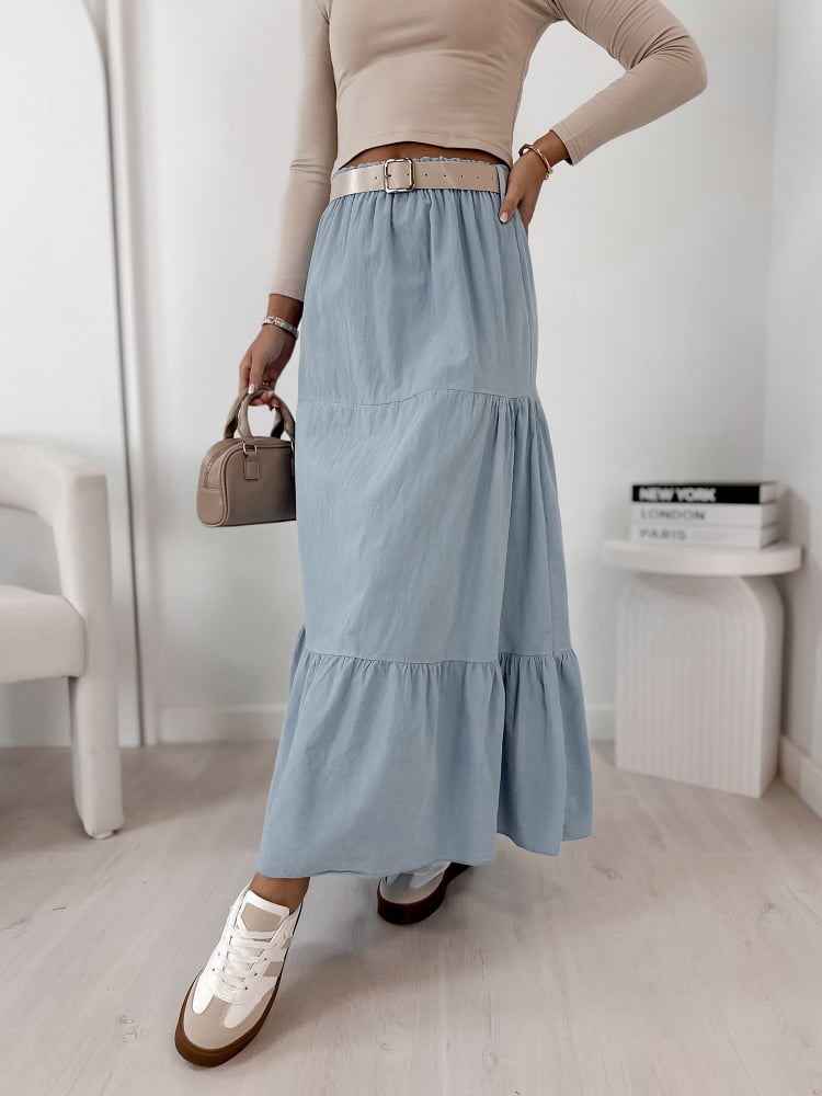 SPÓDNICA SZTRUKSOWA YOSELLE BŁĘKITNA