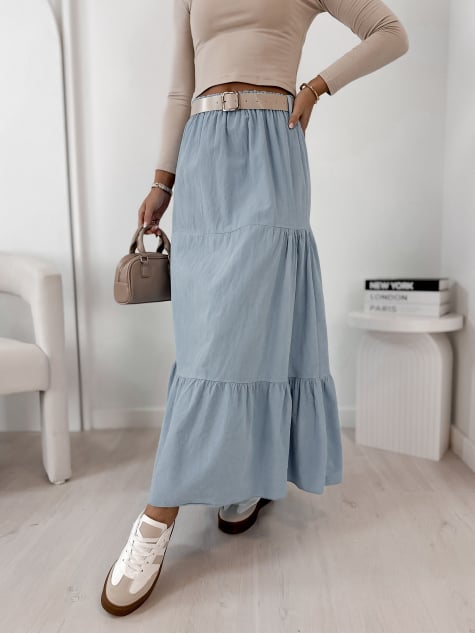 SPÓDNICA SZTRUKSOWA YOSELLE BŁĘKITNA