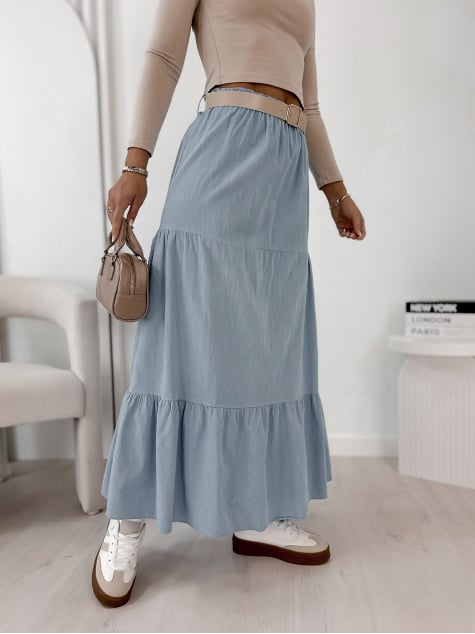 SPÓDNICA SZTRUKSOWA YOSELLE BŁĘKITNA