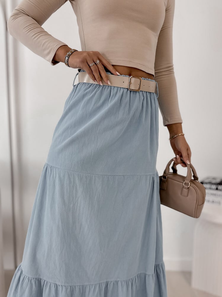 SPÓDNICA SZTRUKSOWA YOSELLE BŁĘKITNA