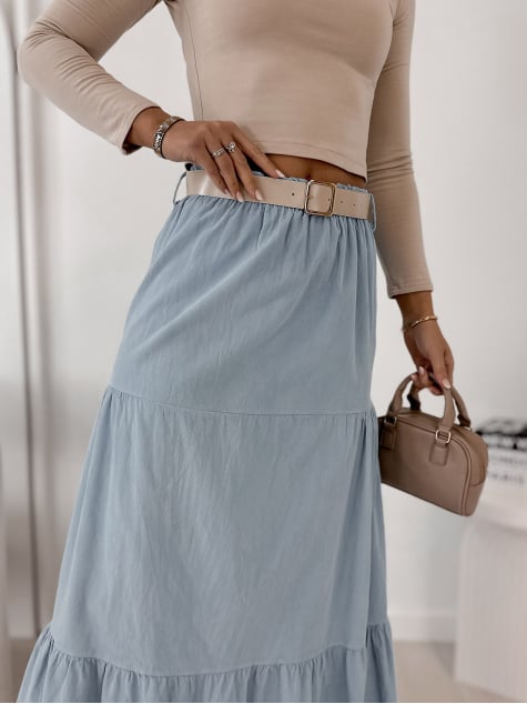 SPÓDNICA SZTRUKSOWA YOSELLE BŁĘKITNA