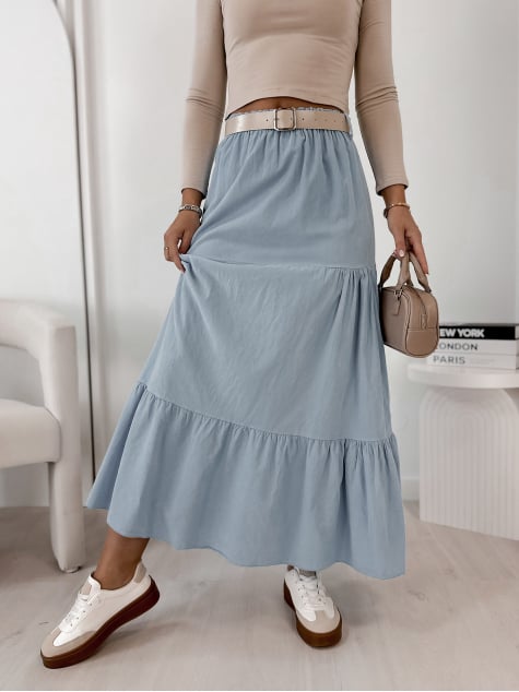 SPÓDNICA SZTRUKSOWA YOSELLE BŁĘKITNA