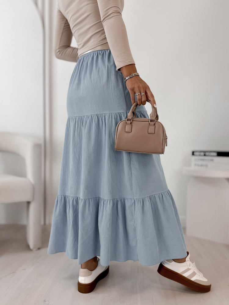 SPÓDNICA SZTRUKSOWA YOSELLE BŁĘKITNA