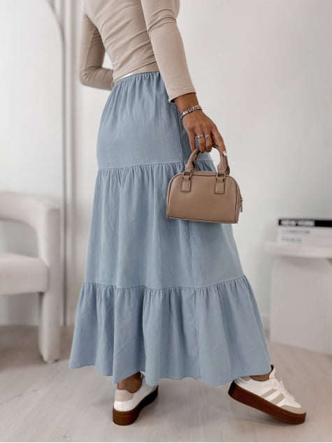 SPÓDNICA SZTRUKSOWA YOSELLE BŁĘKITNA