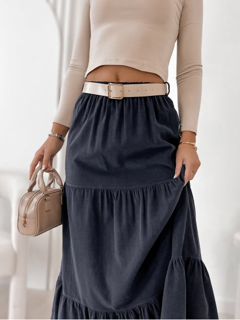 SPÓDNICA SZTRUKSOWA YOSELLE GRANATOWA