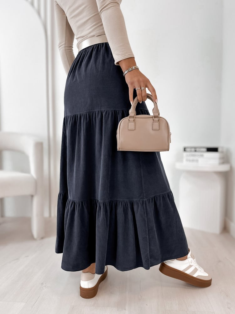 SPÓDNICA SZTRUKSOWA YOSELLE GRANATOWA