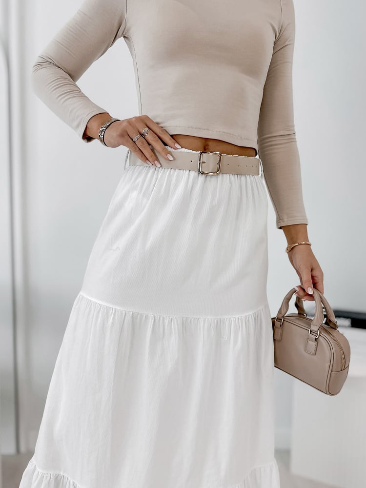 SPÓDNICA SZTRUKSOWA YOSELLE BIAŁA