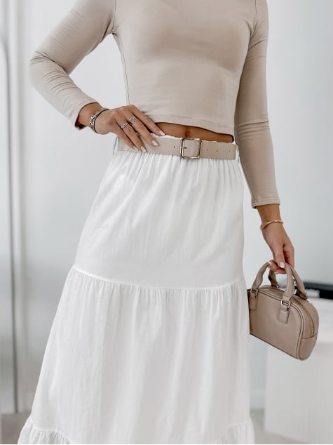 SPÓDNICA SZTRUKSOWA YOSELLE BIAŁA