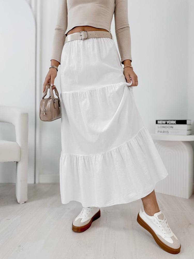 SPÓDNICA SZTRUKSOWA YOSELLE BIAŁA