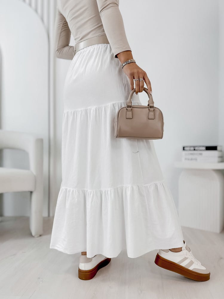 SPÓDNICA SZTRUKSOWA YOSELLE BIAŁA