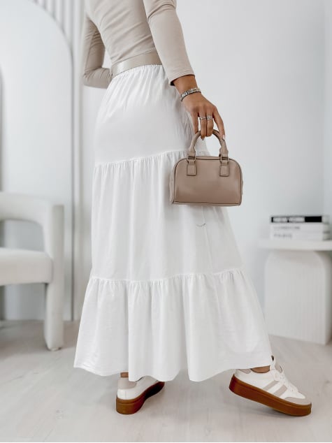 SPÓDNICA SZTRUKSOWA YOSELLE BIAŁA