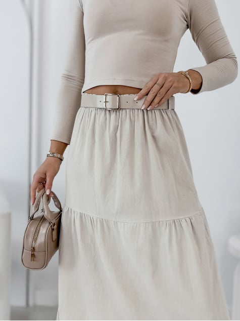 SPÓDNICA SZTRUKSOWA YOSELLE BEŻOWA