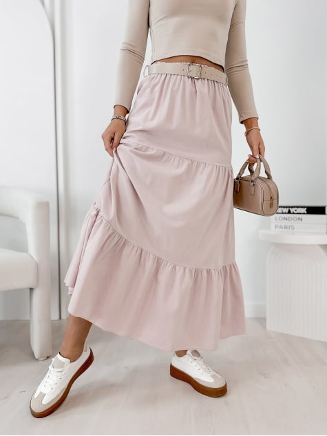 SPÓDNICA SZTRUKSOWA YOSELLE PUDROWY RÓŻ