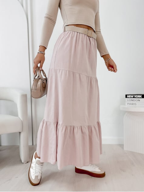 SPÓDNICA SZTRUKSOWA YOSELLE PUDROWY RÓŻ