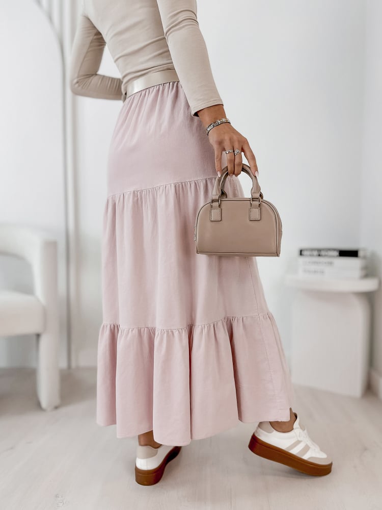 SPÓDNICA SZTRUKSOWA YOSELLE PUDROWY RÓŻ