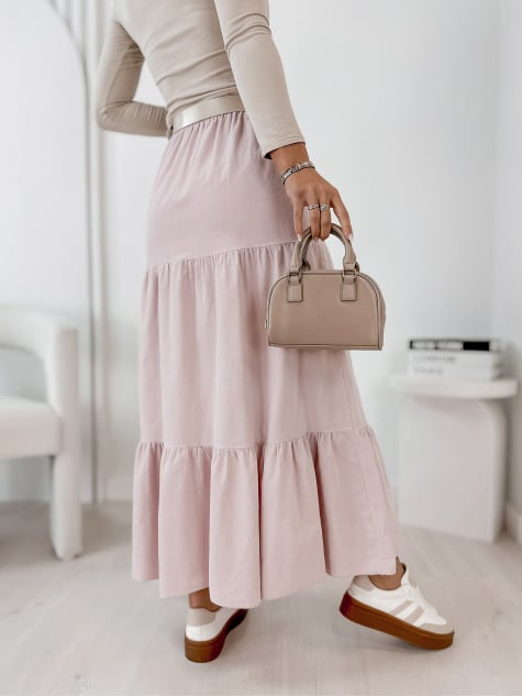 SPÓDNICA SZTRUKSOWA YOSELLE PUDROWY RÓŻ