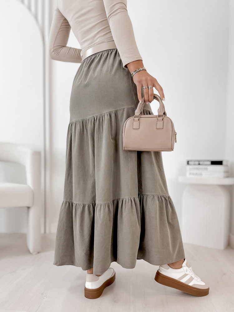 SPÓDNICA SZTRUKSOWA YOSELLE CIEMNOBEŻOWA