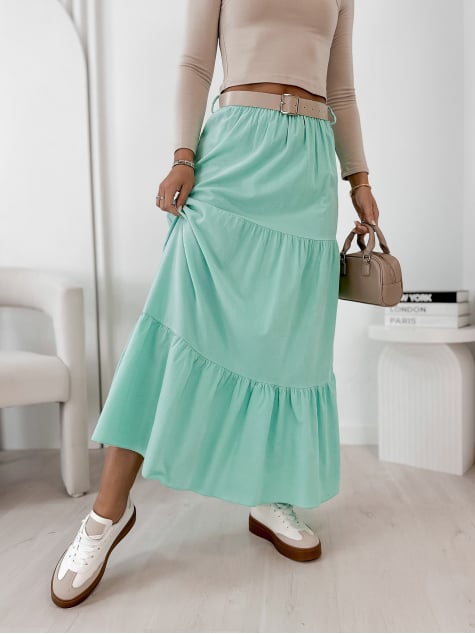 SPÓDNICA SZTRUKSOWA YOSELLE MIĘTOWA