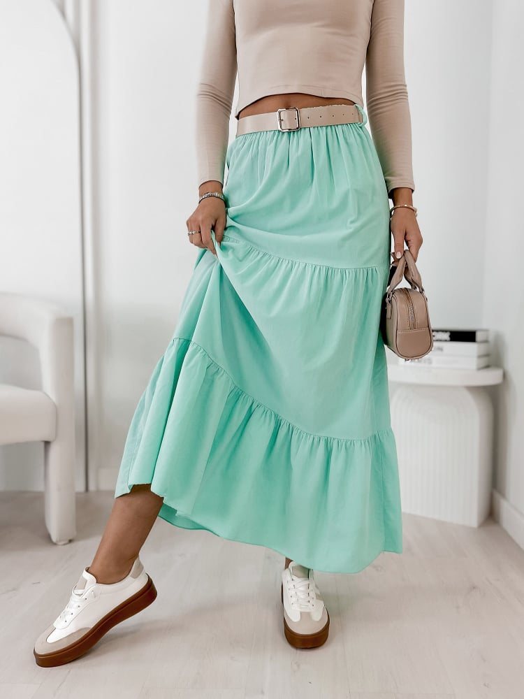 SPÓDNICA SZTRUKSOWA YOSELLE MIĘTOWA