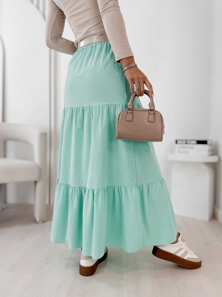 SPÓDNICA SZTRUKSOWA YOSELLE MIĘTOWA