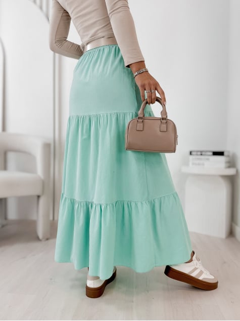 SPÓDNICA SZTRUKSOWA YOSELLE MIĘTOWA