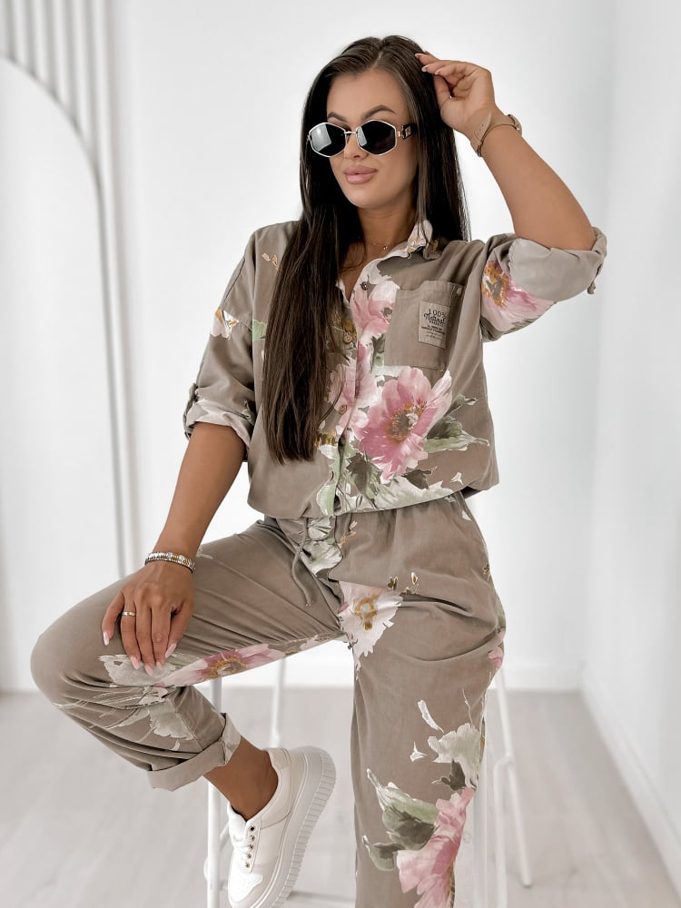 KOMPLET SZTRUKSOWY REMIO CIEMNOBEŻOWY