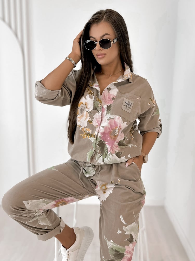 KOMPLET SZTRUKSOWY REMIO CIEMNOBEŻOWY