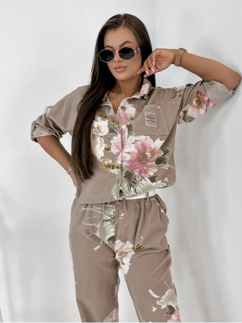 KOMPLET SZTRUKSOWY REMIO CIEMNOBEŻOWY