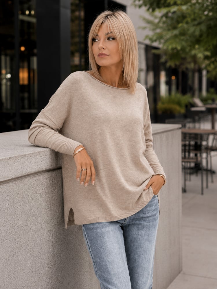 SWETER TROMSO CIEMNOBEŻOWY
