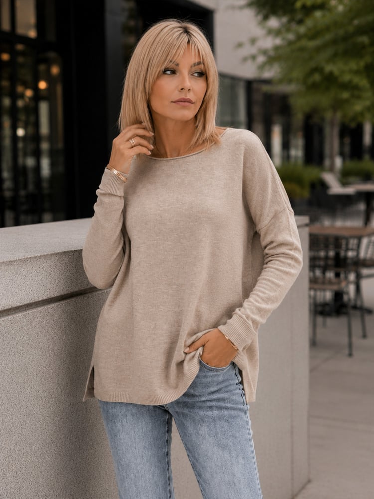 SWETER TROMSO CIEMNOBEŻOWY