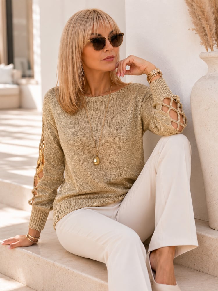 SWETER LIVADIA ZŁOTY