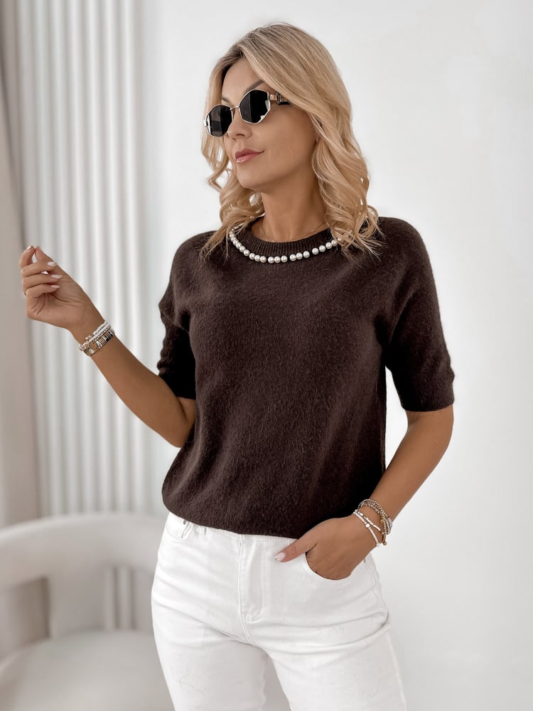 SWETER TYMRIS CZEKOLADOWY